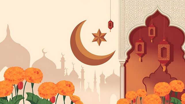 Eid mubarak islamic greetings background