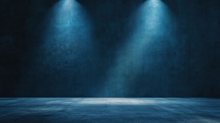 Wall Mural - Dramatic blue-lit empty stage background