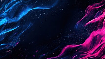 Wall Mural - Abstract blue and pink flowing waves on dark background