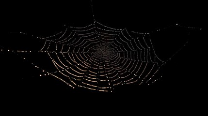 Poster - Intricate Spider Web Reflecting Dew in the Dark Night Sky