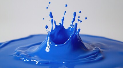 Poster - Vibrant Blue Paint Splash on Smooth Surface with Dynamic Motion