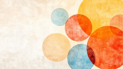 Poster - Abstract colorful circles on a textured background in warm and cool tones for creative design inspiration