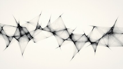 Poster - Intricate Black and White Abstract Network of Geometric Shapes with Sharp Points and Dynamic Lines