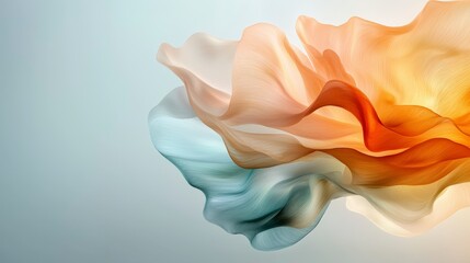 Poster - Abstract flowing fabric texture with soft curves in pastel colors of orange, blue, and warm tones