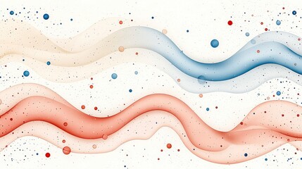 Poster - Abstract flowing waves in soft colors with bubbles for artistic background or design use