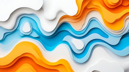 Abstract Colorful Waves Papercut Design
