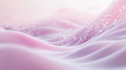 Poster - Soft pastel waves of fabric with shimmering highlights create an ethereal atmosphere in a gentle light. Generative AI