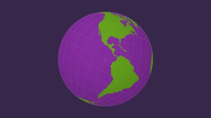 Poster - Rotating earth. Tilted sphere view. Fast speed earth rotation. Solid color style. World map with sparse graticule lines on Dark background. Elegant animation.