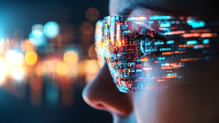 Poster - Person scanning face for central bank digital currency in a high-tech environment
