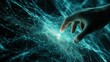 © STwul - Hand reaching out to touch a glowing node in a complex network of connections.
