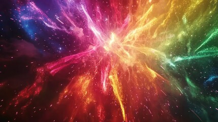 Poster - Cosmic Rainbow Explosion: A Vibrant Symphony of Color and Light