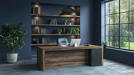 Poster - A clean, minimalist office environment boasting comfortable and ergonomically designed furniture