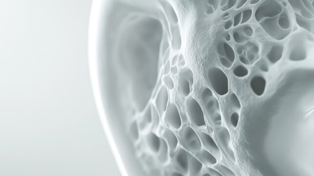 Abstract close-up of porous, organic structure resembling bone or sponge.