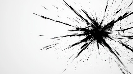 Poster - Black ink explosion on white background creating a dramatic effect for artistic and creative designs