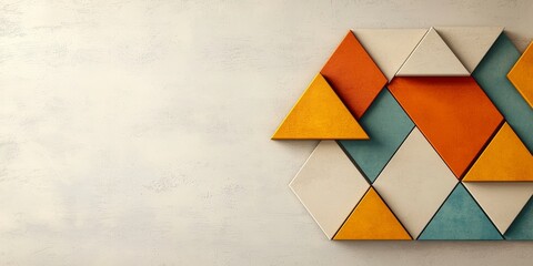 Poster - Colorful geometric shapes arranged in a modern abstract pattern on a textured background