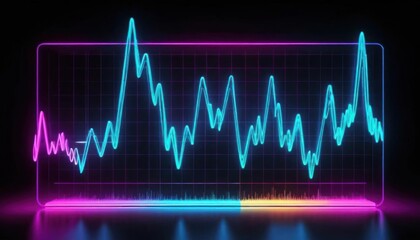 Poster - Neon Stock Market Chart: Vibrant Data Visualization