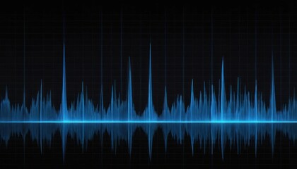 Poster - Abstract Blue Sound Waveform Visualization: Digital Audio Frequency Spectrum