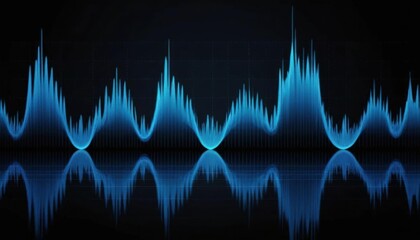 Poster - Abstract Blue Sound Wave Visualization: A Digital Art Representation of Audio Frequencies