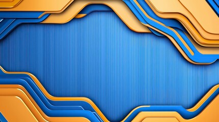 Poster - Abstract layered design with vibrant blue and orange colors creating a modern textured background