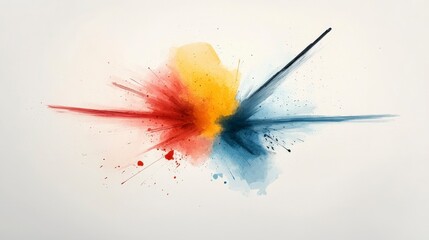 Poster - Vibrant Abstract Splash of Red, Yellow, and Blue Paint Creating an Energetic and Dynamic Visual Impact