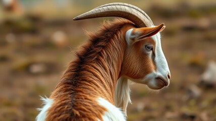 beautiful goat with distinctive markings standing in a natural setting during the afternoon