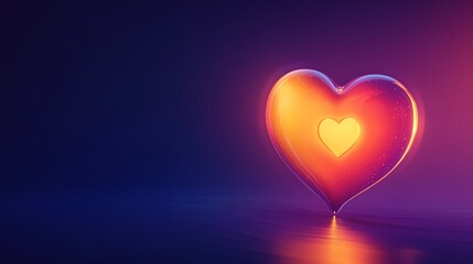 Wall Mural - Glowing heart, dark background, love concept, Valentine's