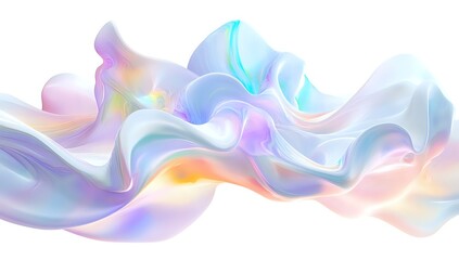Poster - Abstract Pastel Waves Flow Dynamically Across Screen, Creating a Dreamlike Visual Masterpiece with Iridescent Shimmer.