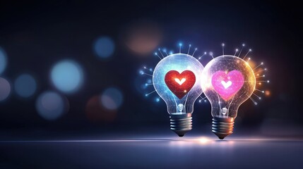 Poster - An abstract  design highlighting emotional intelligence with gears, lightbulbs, and hearts interconnected.