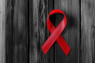 Red ribbon as symbol of aids awareness on background generative ai