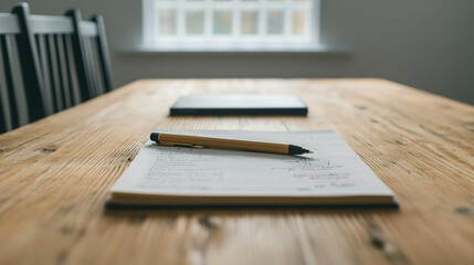 Poster - Minimalist Study Room with Desk and Notepad for Productive Workspace Environment