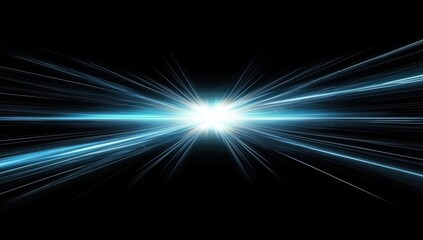 Aufkleber - Blue light rays with a white center on a black background, a futuristic technology and speed concept.