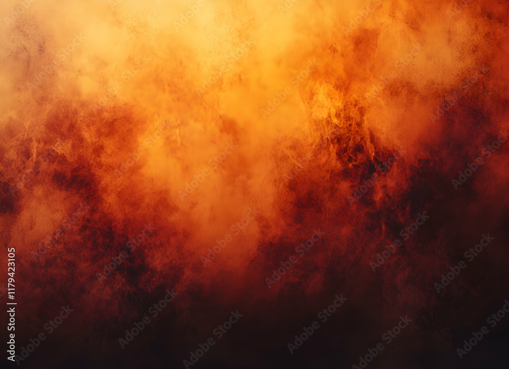 Fiery Abstract Cloudscape with Intense Shades of Orange and Red in a Vivid Atmospheric Display