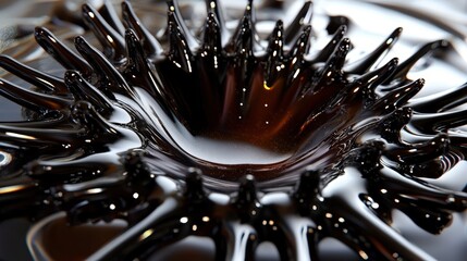 Poster - ferrofluid forming dynamic, spiky patterns in response to a nearby magnetic field.