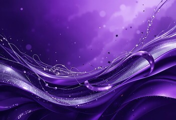 Aufkleber - Abstract Purple Liquid Swirls with Silver Glitter and Stars