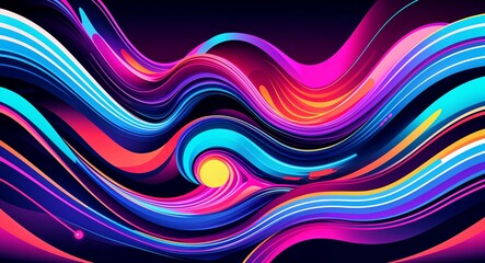 Wall Mural - Retro wave patterns background or illustration with 80s neon vibes