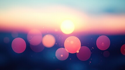 Poster - Colorful sunset creates a dreamy atmosphere with soft bokeh lights in the background. Generative AI