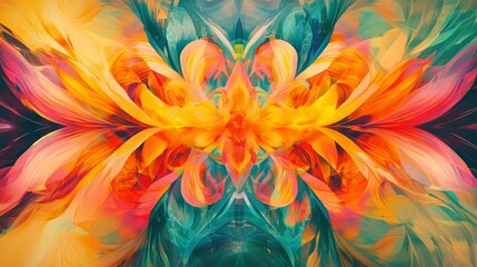 Poster - Colorful Kaleidoscope of Abstract Shapes and Fluid Patterns in Vibrant Tones