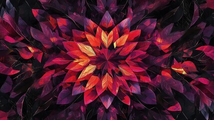 Poster - Mesmerizing Abstract Background Featuring Vibrant Leaves in Red and Purple Hues