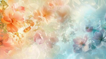 Poster - Serene Ethereal Landscape with Abstract Floral Patterns and Soft Color Blends