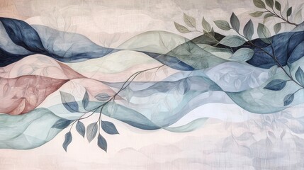 Poster - Serene Abstract Landscape with Flowing Shapes and Soft Color Transitions
