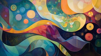 Poster - Flowing Abstract Design with Vibrant Colors and Curved Patterns