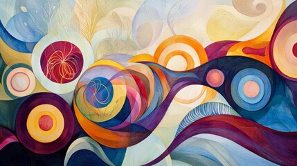 Poster - Vibrant Abstract Design Featuring Flowing Lines and Circular Shapes for Creative Projects