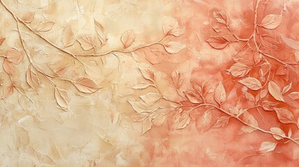 Poster - Warm Textured Abstract Artwork with Shades of Soft Peach and Coral Colors
