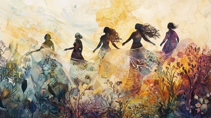 Poster - Ethereal Abstract Watercolor Patterns Resembling Flowing Waves and Natural Elements