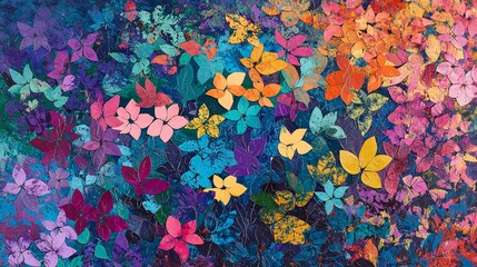 Poster - Abstract Art with Vibrant Floral Colors and Unique Patterns for Creative Projects