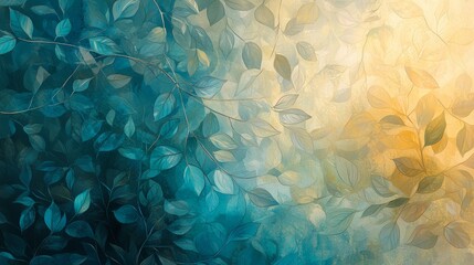 Poster - Ethereal Abstract Design Featuring Soft Gradients and Delicate Leaf Patterns