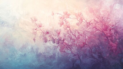 Poster - Ethereal Blend of Pastel Colors Creating Dreamy Floral Abstract Art