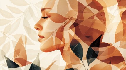 Poster - Elegant Abstract Geometric Patterns with Earthy Tones and Feminine Silhouette