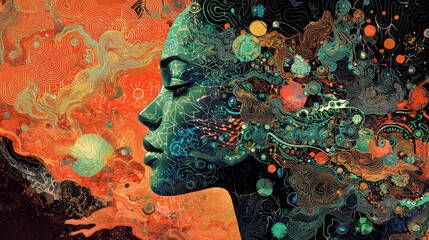 Poster - Intricate Abstract Patterns Featuring Colorful Swirls and Geometric Shapes