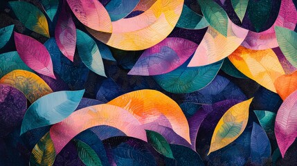 Poster - Radiant Abstract Forms Blending into Colorful Canopy of Vibrant Leaves